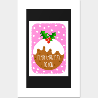 Christmas Pudding Festive Greeting ( pink version ) Posters and Art